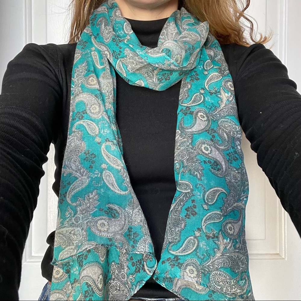 Aqua Paisley Scarf
